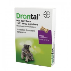 Drontal Plus Wormer Tasty Bone Dog Worming - 1 Tablet per 10kg Drontal Plus Wormer Tasty Bone Dog Worming - 1 Tablet per 10kg