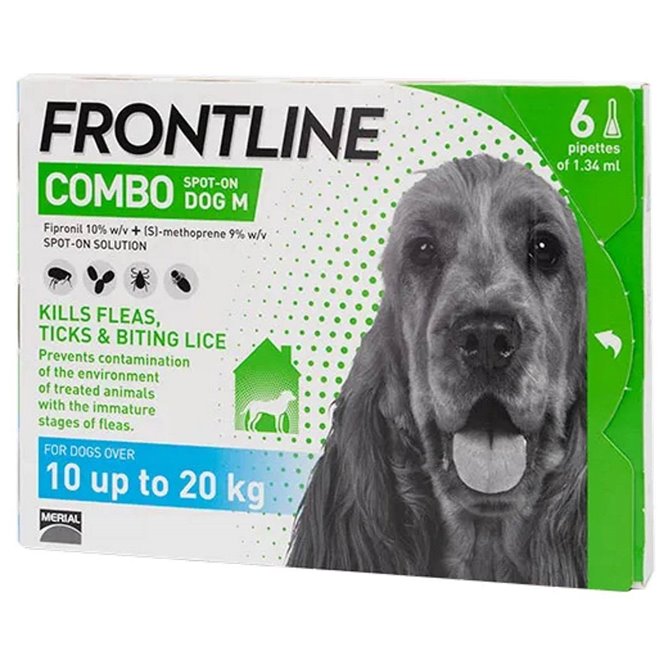 Frontline Combo Spot On x 6 Pipettes for Med Dogs 10-20kg