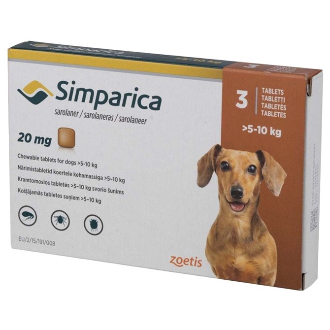 Simparica 20mg Chewable Tablets - Pack of 3