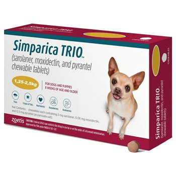 Simparica Trio 3mg for Dogs - Pack of 3 Chewable Tablets