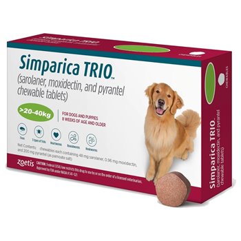 Simparica Trio 48mg for Dogs - Pack of 3 Chewable Tablets