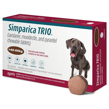 Simparica Trio 72mg for Dogs - Pack of 3 Chewable Tablets