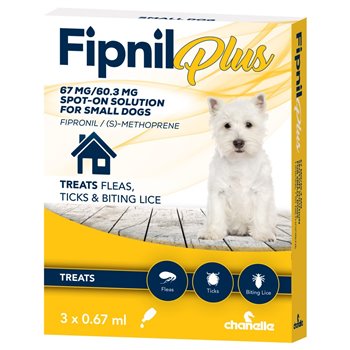 Fipnil Plus Flea & Tick - Small Dogs less than 10kg - 3 Pipettes