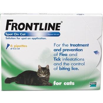 Frontline Flea Spot On for Cats - 6 pipettes of 0.5 ml