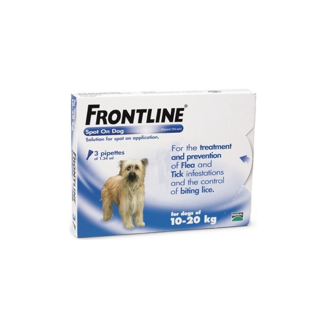 Frontline Flea Spot On for Dogs 3 pipettes of 1.34 ml - Medium Dog 10-20KG