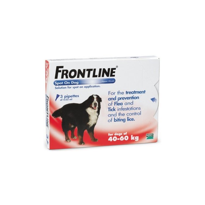 Frontline Flea Spot On for Dogs 3 pipettes of 4.02 ml - Extra Large Dog 40-60KG