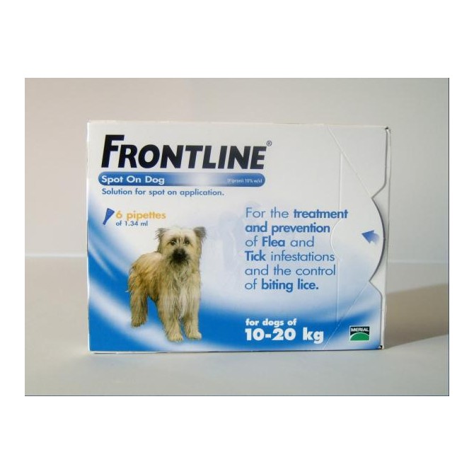 Frontline Flea Spot On for Dogs 6 pipettes of 1.34 ml - Medium Dog 10-20KG
