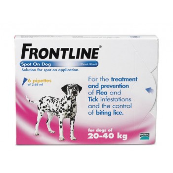 Frontline Flea Spot On for Dogs 6 pipettes of 2.68 ml - Large Dog 20-40KG